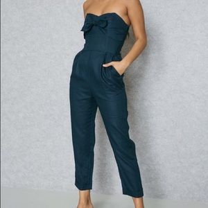 Mango Suit bow detail linen jumpsuit